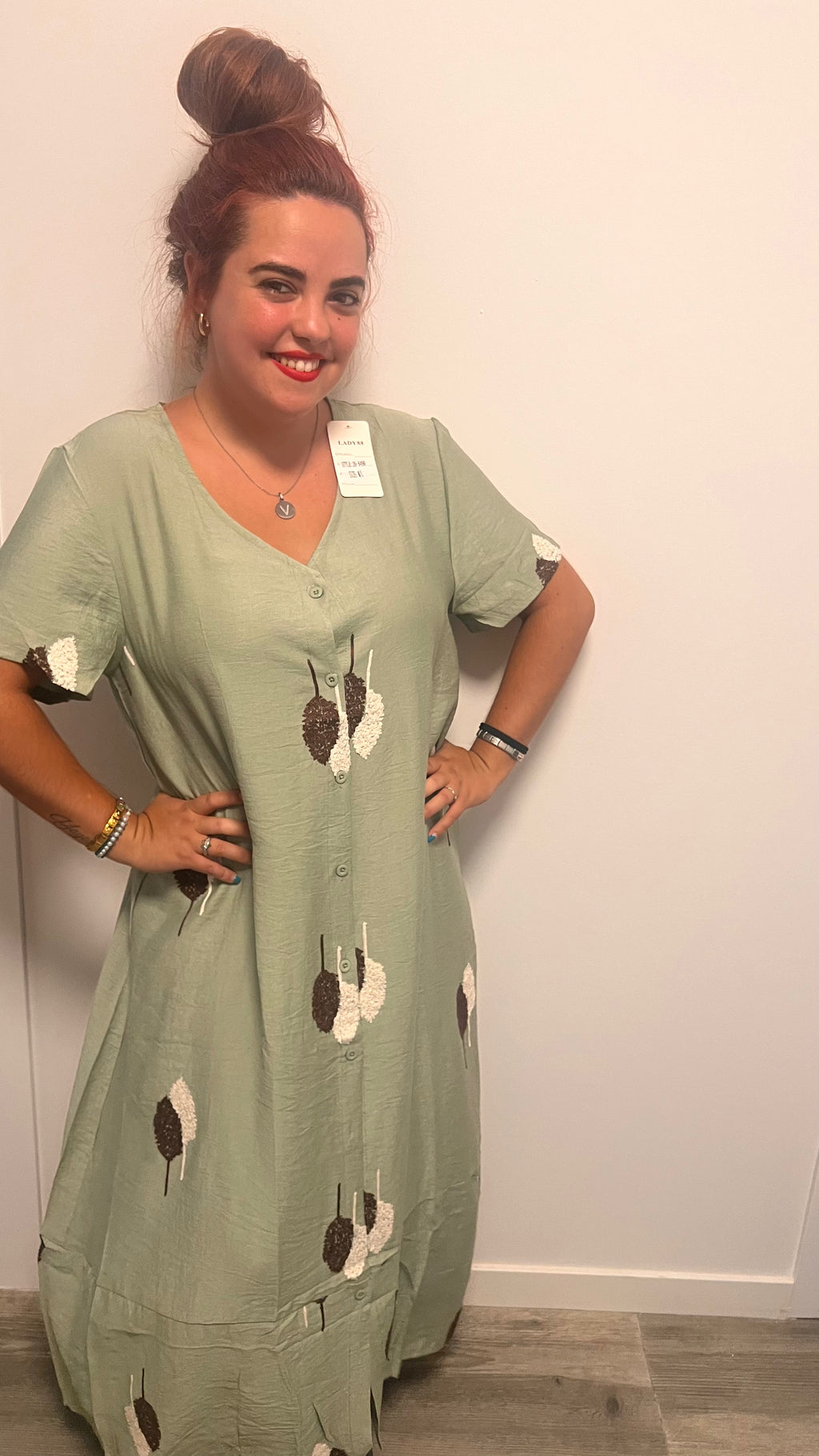 Vestido camisero hojas