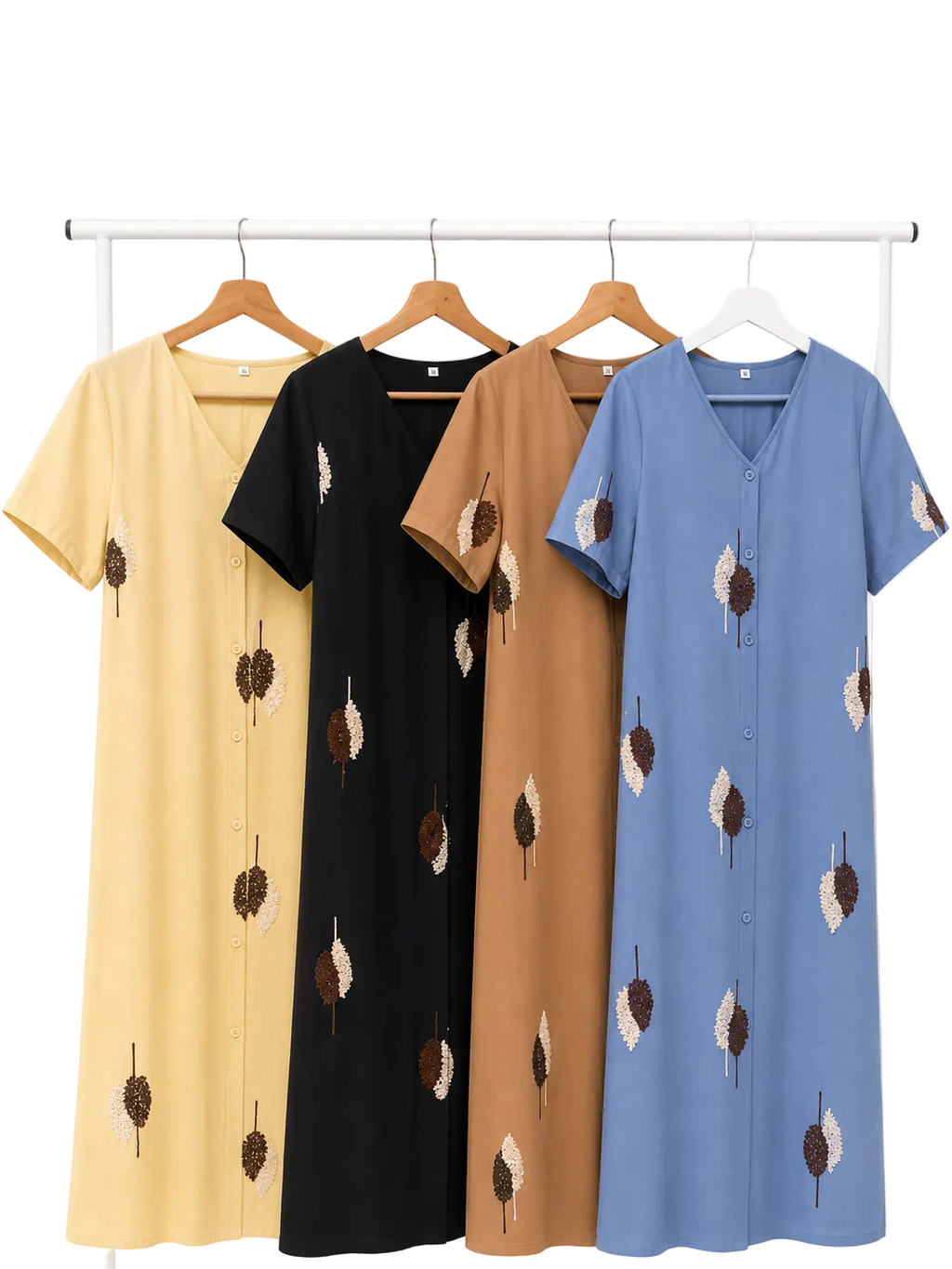Vestido camisero hojas