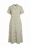 Vestido Midi Paloma estampado ikat fondo blanco profesional sin modelo