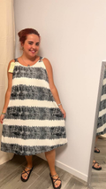 Vestido midi tie-dye rayas gris
