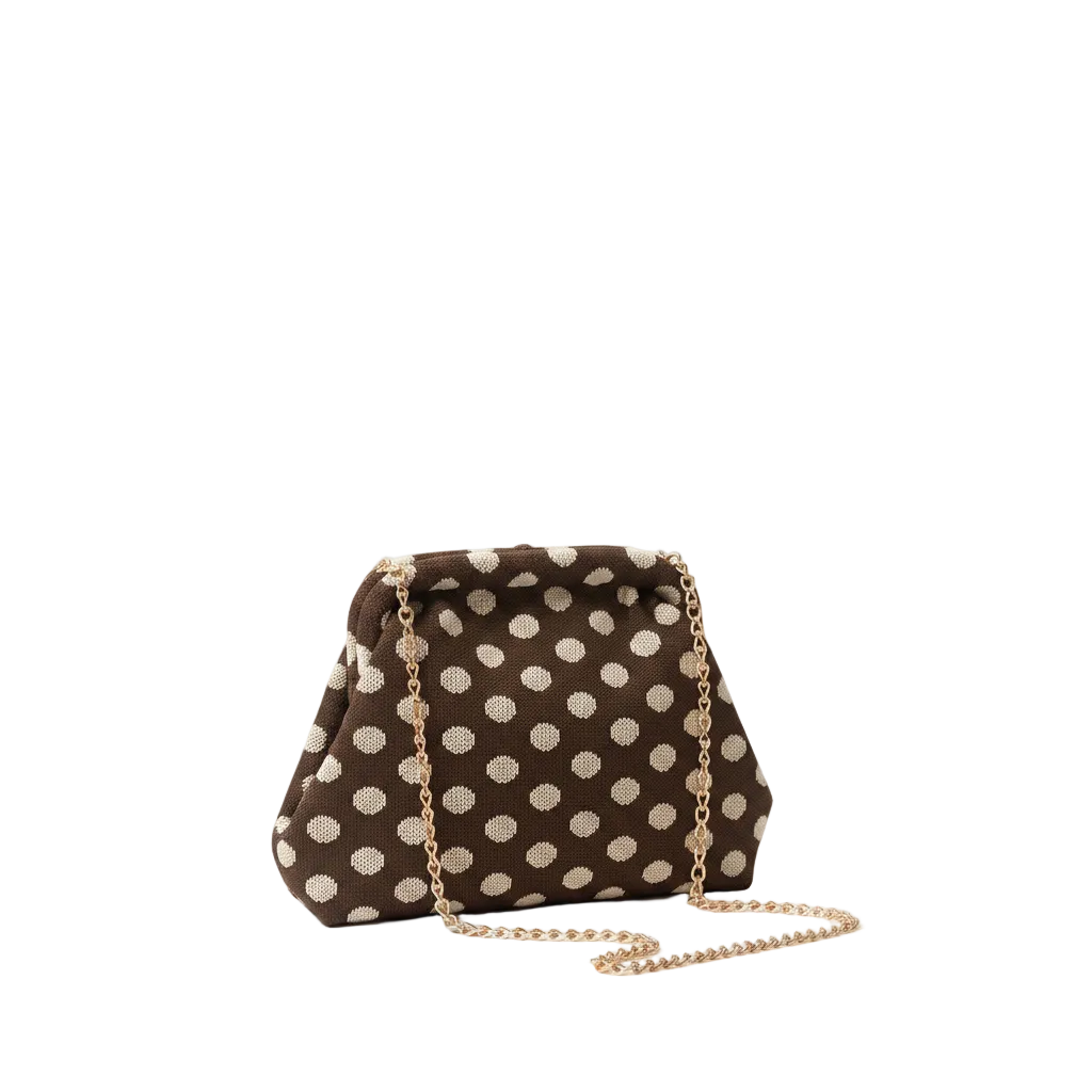 Bolso Mini Rocío Lunares Marrón fondo blanco profesional